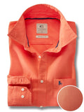 Tottenham Twill Garment Dyed Orange Solid Full Sleeve Tailored Fit Casual Cotton Shirt