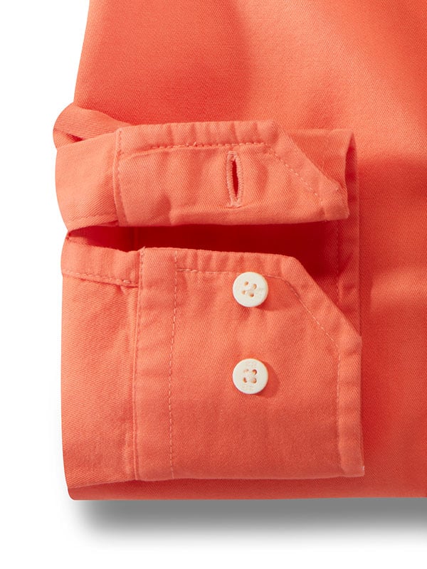 Tottenham Twill Garment Dyed Orange Solid Full Sleeve Tailored Fit Casual Cotton Shirt