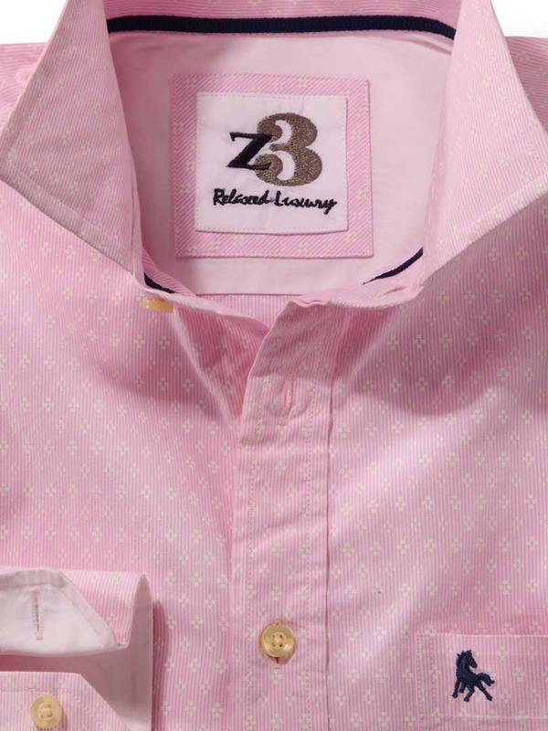 Crete Pink Striped Full sleeve single cuff Blended Shirt
