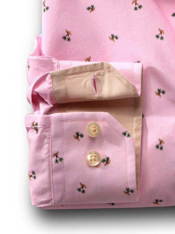 Islands Pink Printed Full sleeve single cuff   Cotton Shirt