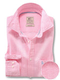 Helsinki Seersucker Pink Check Full Sleeve Tailored Fit Casual Cotton Shirt
