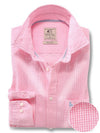 Helsinki Seersucker Pink Check Full Sleeve Tailored Fit Casual Cotton Shirt