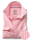 Nairobi Seersucker Pink Striped Full Sleeve Tailored Fit Casual Cotton Shirt