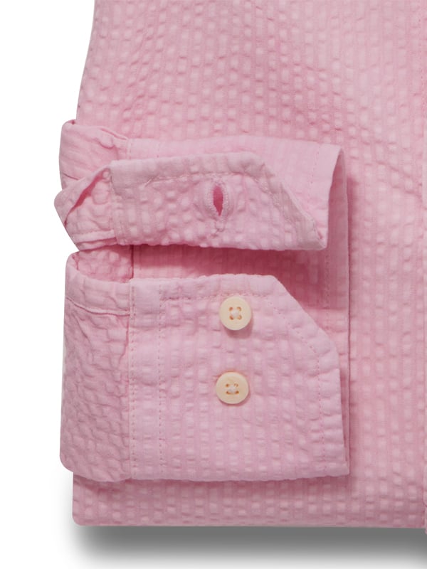 Cristiano Seersucker Pink Solid Full Sleeve Tailored Fit Casual Cotton Shirt