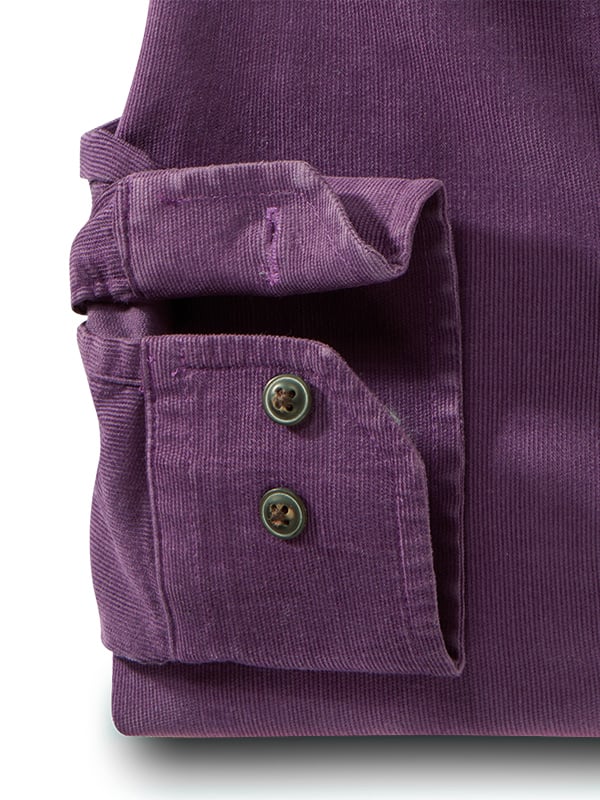 Alcaraz Corduroy Garment Dyed Purple Full Sleeve Tailored Fit Casual Cotton Shirt