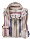 Frances Slub Purple Striped Full Sleeve Tailored Fit Casual Cotton Shirt