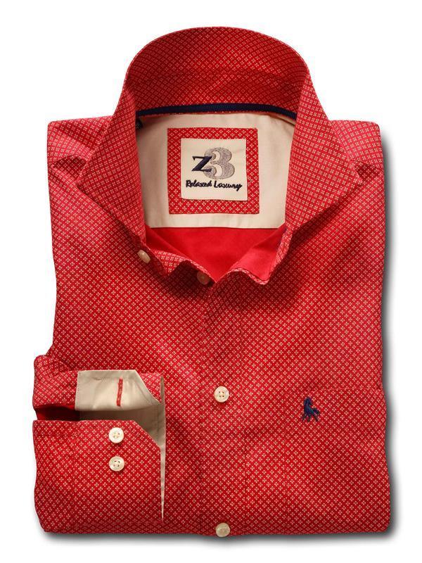 Murray Red Printed Full sleeve single cuff   Cotton Shirt