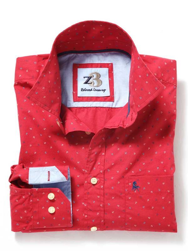 Anchors Red Printed Cotton Shirt