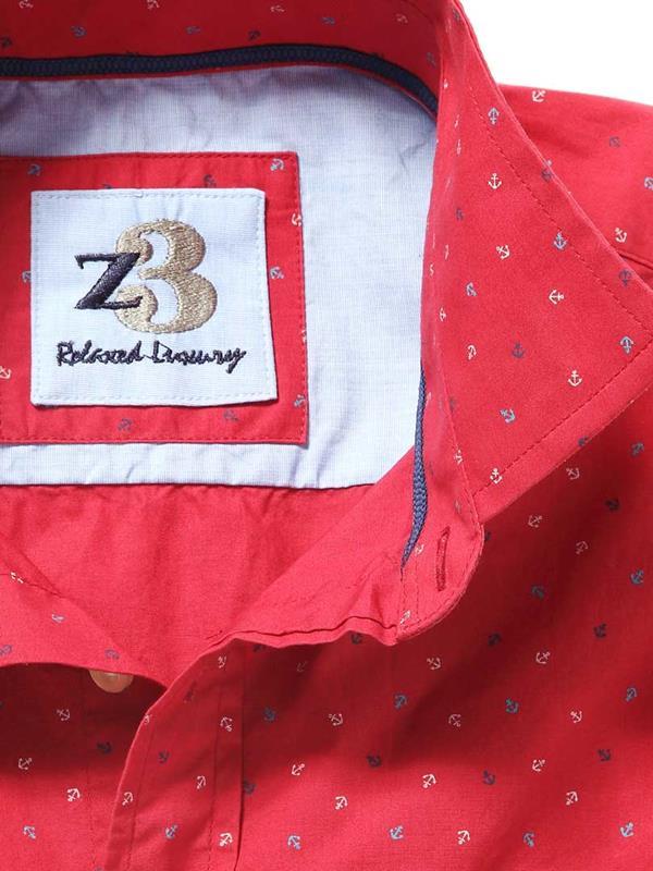 Anchors Red Printed Cotton Shirt