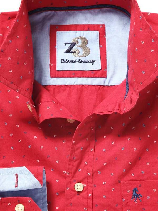 Anchors Red Printed Cotton Shirt