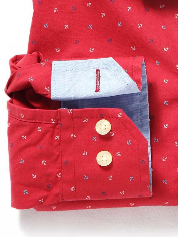 Anchors Red Printed Cotton Shirt