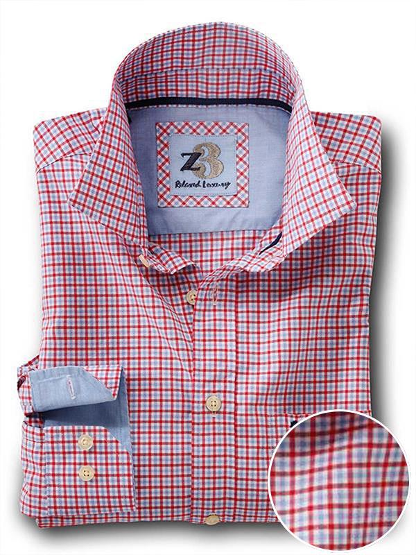 Wayne Red Check Full sleeve single cuff   Blended Shirt