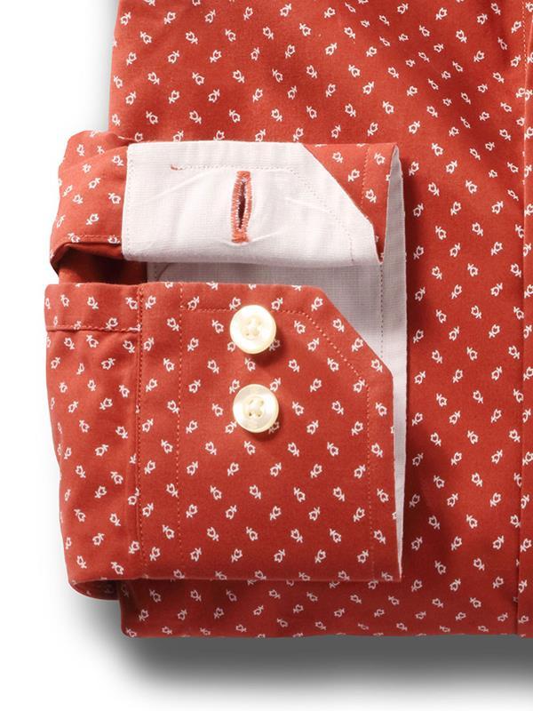 Aaron Red Printed Full sleeve single cuff   Cotton Shirt