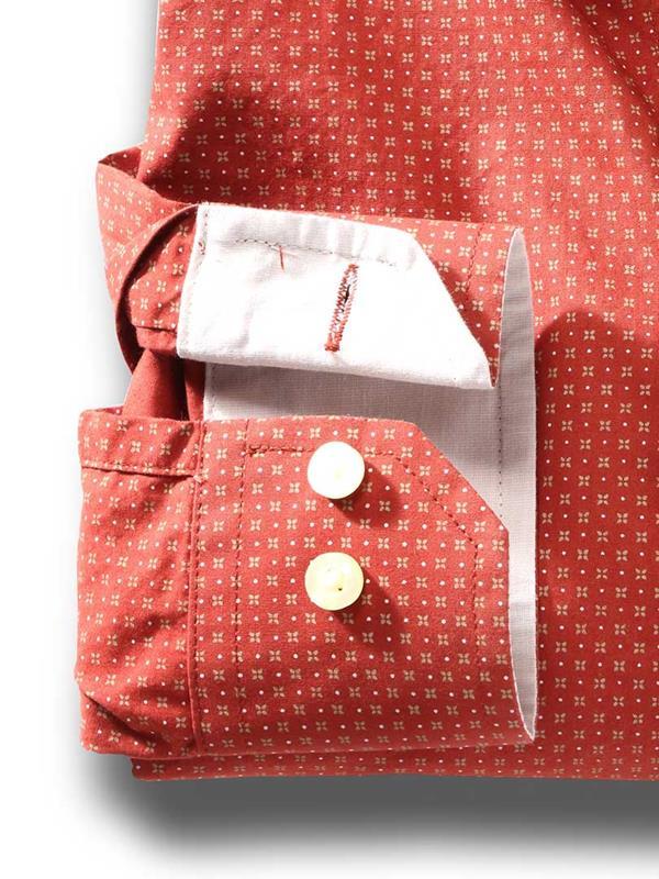 Modric Red Printed Full sleeve single cuff   Cotton Shirt