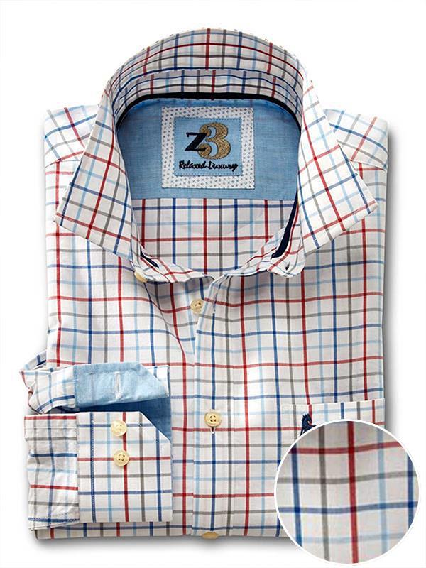 Bavaro Red Check Full sleeve single cuff   Cotton Shirt
