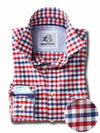 Natadola Red Check Full sleeve single cuff   Cotton Shirt