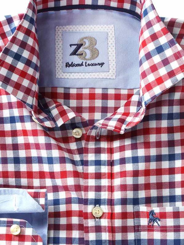 Natadola Red Check Full sleeve single cuff   Cotton Shirt