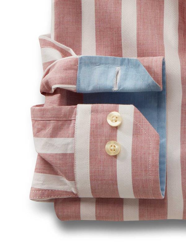 Paraiso Red Striped Full sleeve single cuff   Cotton Shirt