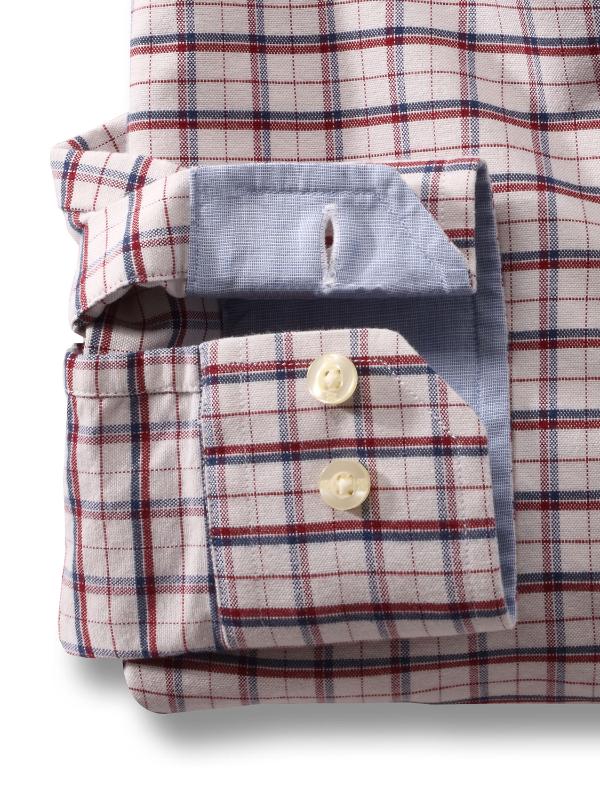 Dunham Red Check Full sleeve single cuff   Cotton Shirt