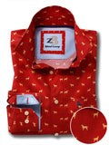 Labs Red Printed Full sleeve single cuff   Cotton Shirt