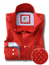Sparrow Red Printed Full sleeve single cuff   Cotton Shirt