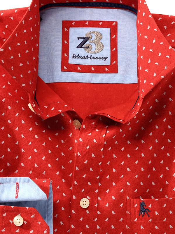 Sparrow Red Printed Full sleeve single cuff   Cotton Shirt