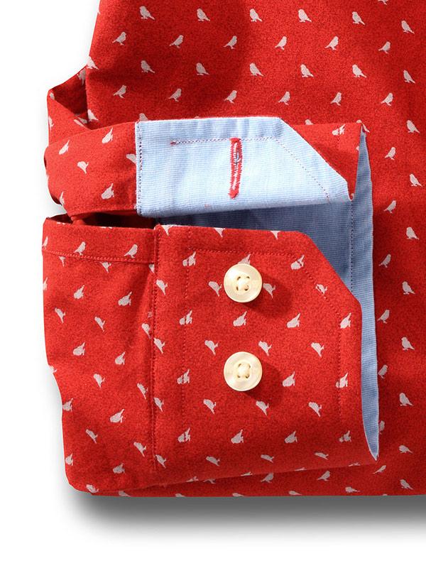 Sparrow Red Printed Full sleeve single cuff   Cotton Shirt