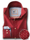 Madrid Red Printed Full sleeve single cuff   Cotton Shirt