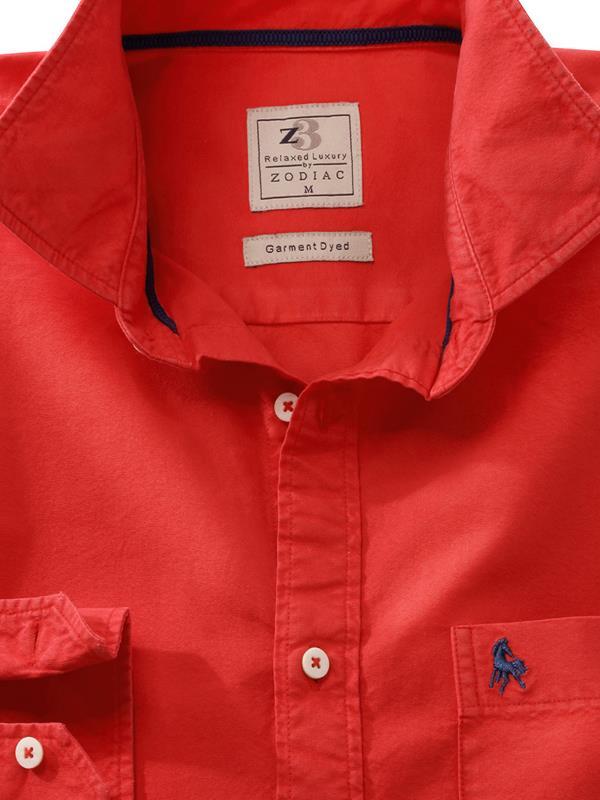 Marbella Red Solid Full sleeve single cuff   Cotton Shirt
