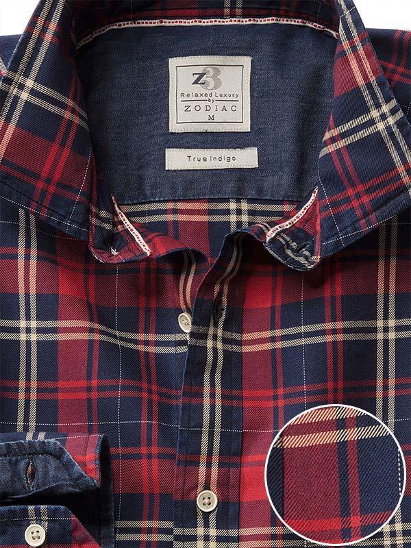 Duvall Indigo Red Check Full sleeve single cuff   Cotton Shirt