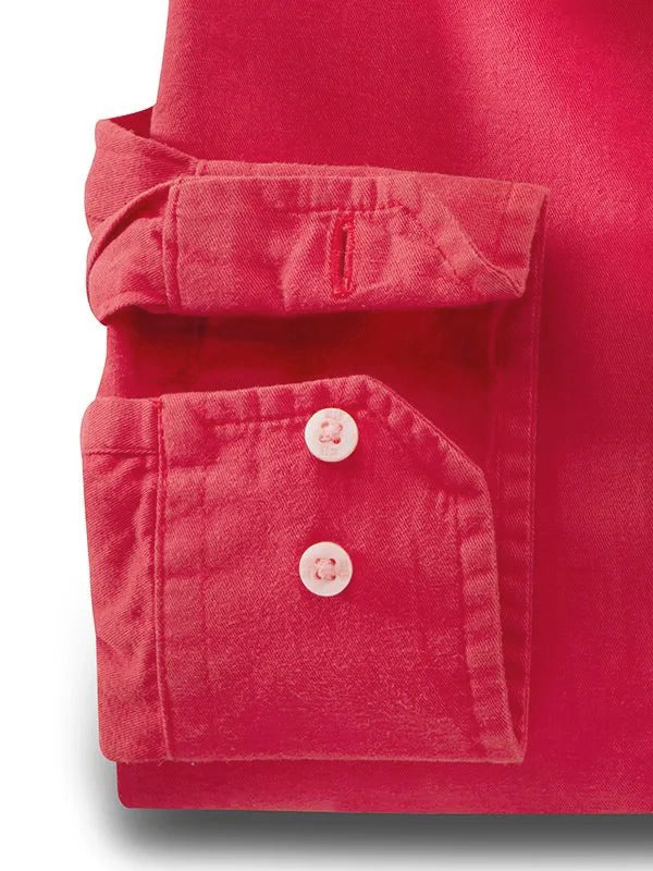 Tottenham Twill Garment Dyed Red Solid Full Sleeve Tailored Fit Casual Cotton Shirt