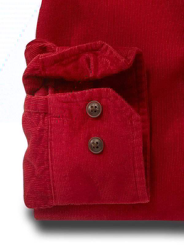 Zermatt Corduroy Garment Dyed Red Full Sleeve Tailored Fit Casual Cotton Shirt