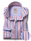 Foden Oxford Red Striped Full Sleeve Tailored Fit Casual Cotton Shirt