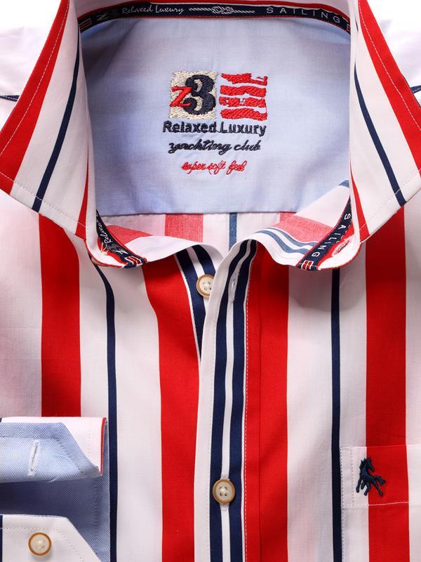 Ronda Red Striped Full sleeve single cuff   Cotton Shirt