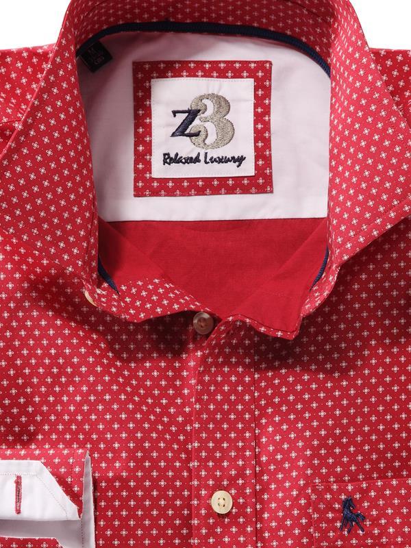 Lager Red Printed    Cotton Shirt