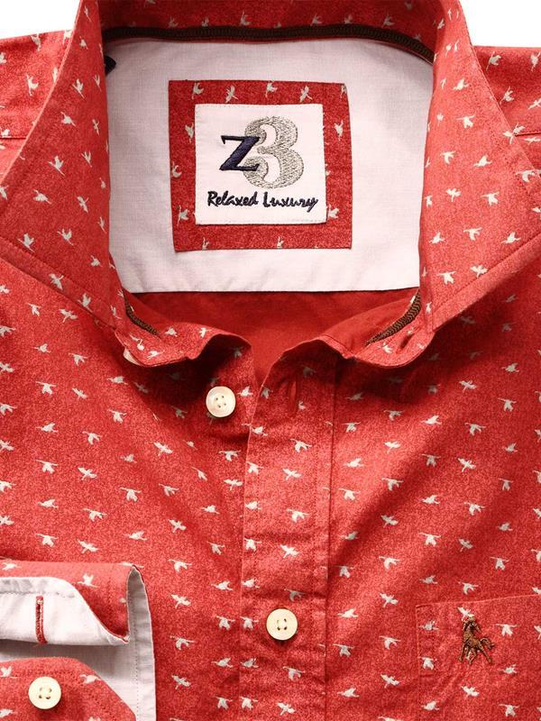 Swan Rust Printed Full sleeve single cuff   Cotton Shirt