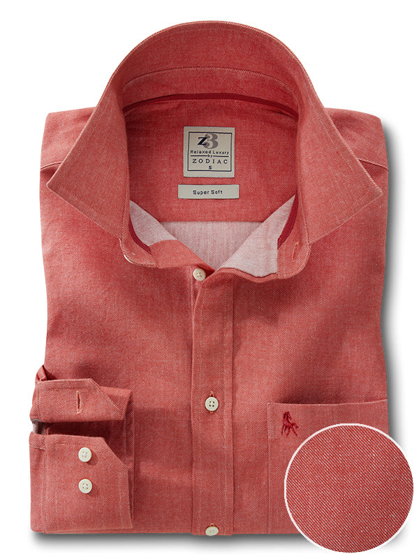 Drogba Twill Rust Solid Full Sleeve Tailored Fit Casual Cotton Shirt
