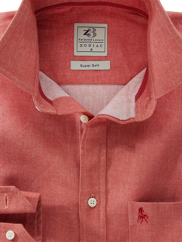 Drogba Twill Rust Solid Full Sleeve Tailored Fit Casual Cotton Shirt
