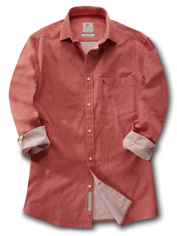 Drogba Twill Rust Solid Full Sleeve Tailored Fit Casual Cotton Shirt