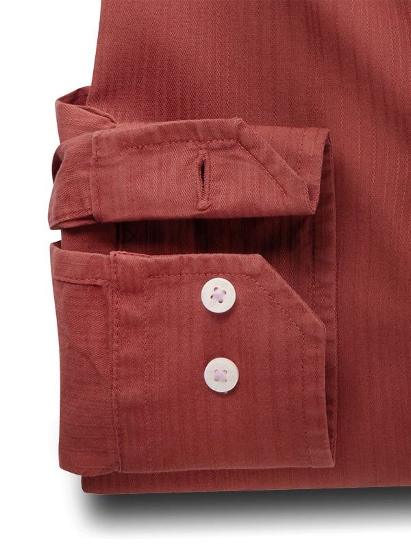 Bryson Dobby Garment Dyed Rust Striped Full Sleeve Tailored Fit Casual Cotton Shirt