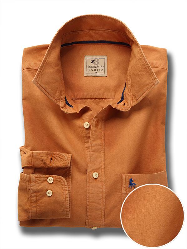 Marbella Rust Solid Full sleeve single cuff   Cotton Shirt