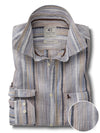 Harman Slub Sand Striped Full Sleeve Tailored Fit Casual Cotton Shirt