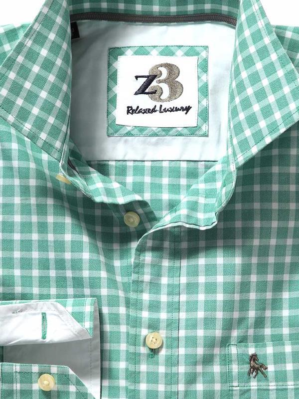 Brad Sea Green Check Blended Shirt