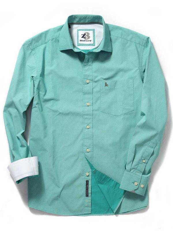 Bali Sea Green Printed Cotton Shirt