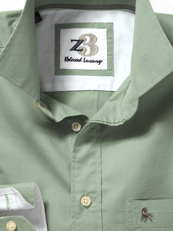 Bloom Sea Green Solid Cotton Shirt