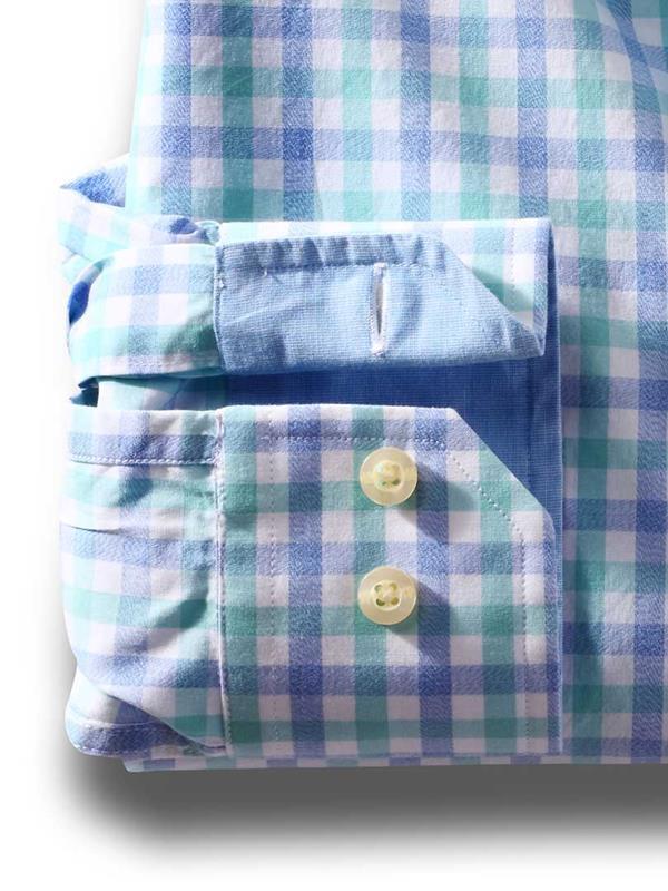 Norte Sea Green Check Full sleeve single cuff   Cotton Shirt