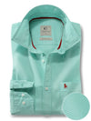 Murren Oxford Garment Dyed Sea Green Solid Full Sleeve Tailored Fit Casual Cotton Shirt