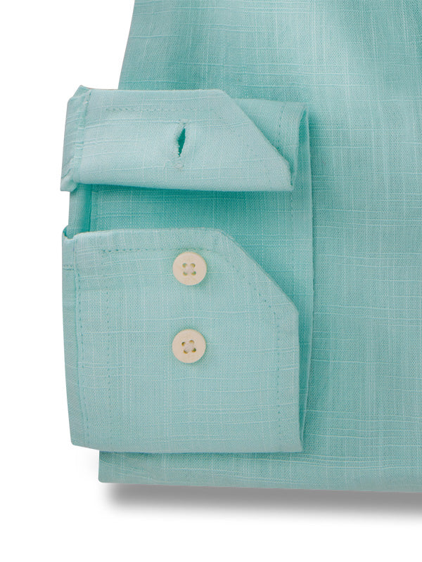 Gomera Slub Sea Green Solid Full Sleeve Tailored Fit Casual Cotton Shirt