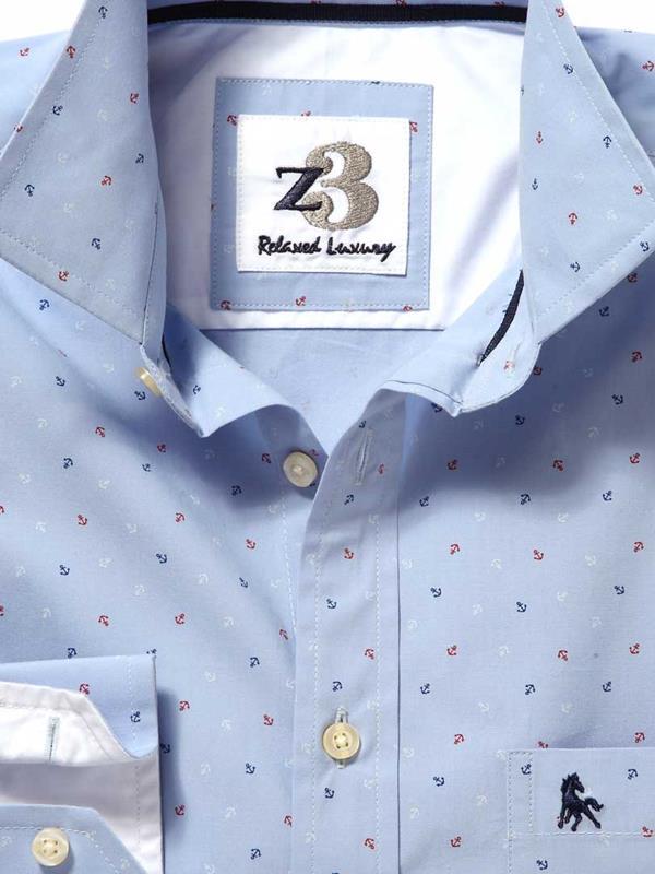 Anchors Sky Printed Cotton Shirt