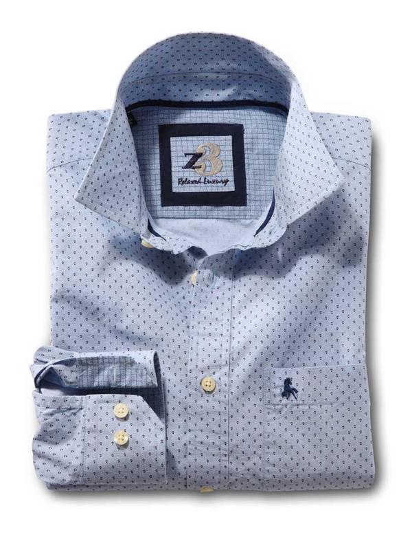 Bocks Sky Printed Full sleeve single cuff   Cotton Shirt